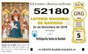 Número del GRG para el sorteo de la Lotería Nacional de Navidad 2018.